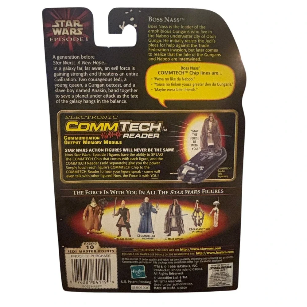 Star Wars Episode I‎ Boss Nass with Gungan Staff Action Figure CommTech Chip New